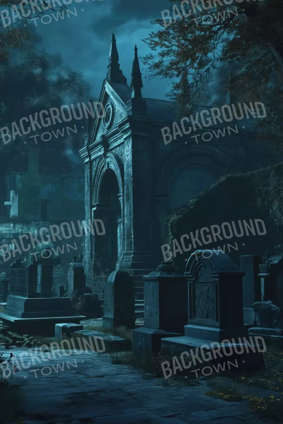 Dark Abandoned Mausoleums 8’X12’ Ultracloth (96 X 144 Inch) Backdrop