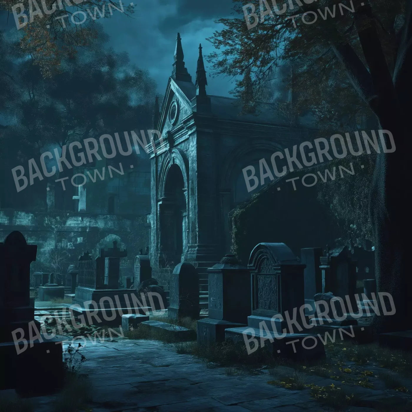 Dark Abandoned Mausoleums 8’X8’ Fleece (96 X Inch) Backdrop