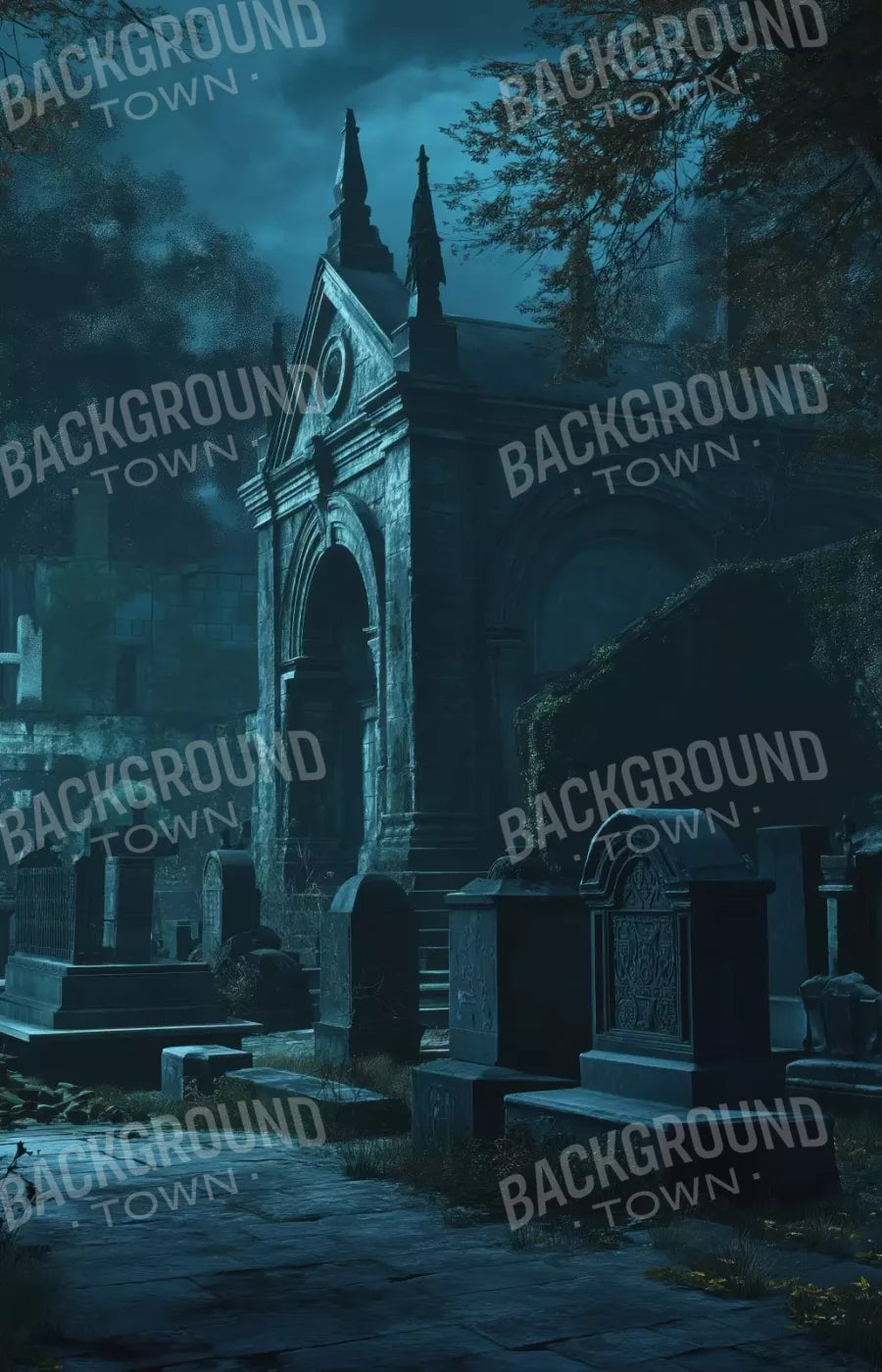 Dark Abandoned Mausoleums 9’X14’ Ultracloth (108 X 168 Inch) Backdrop