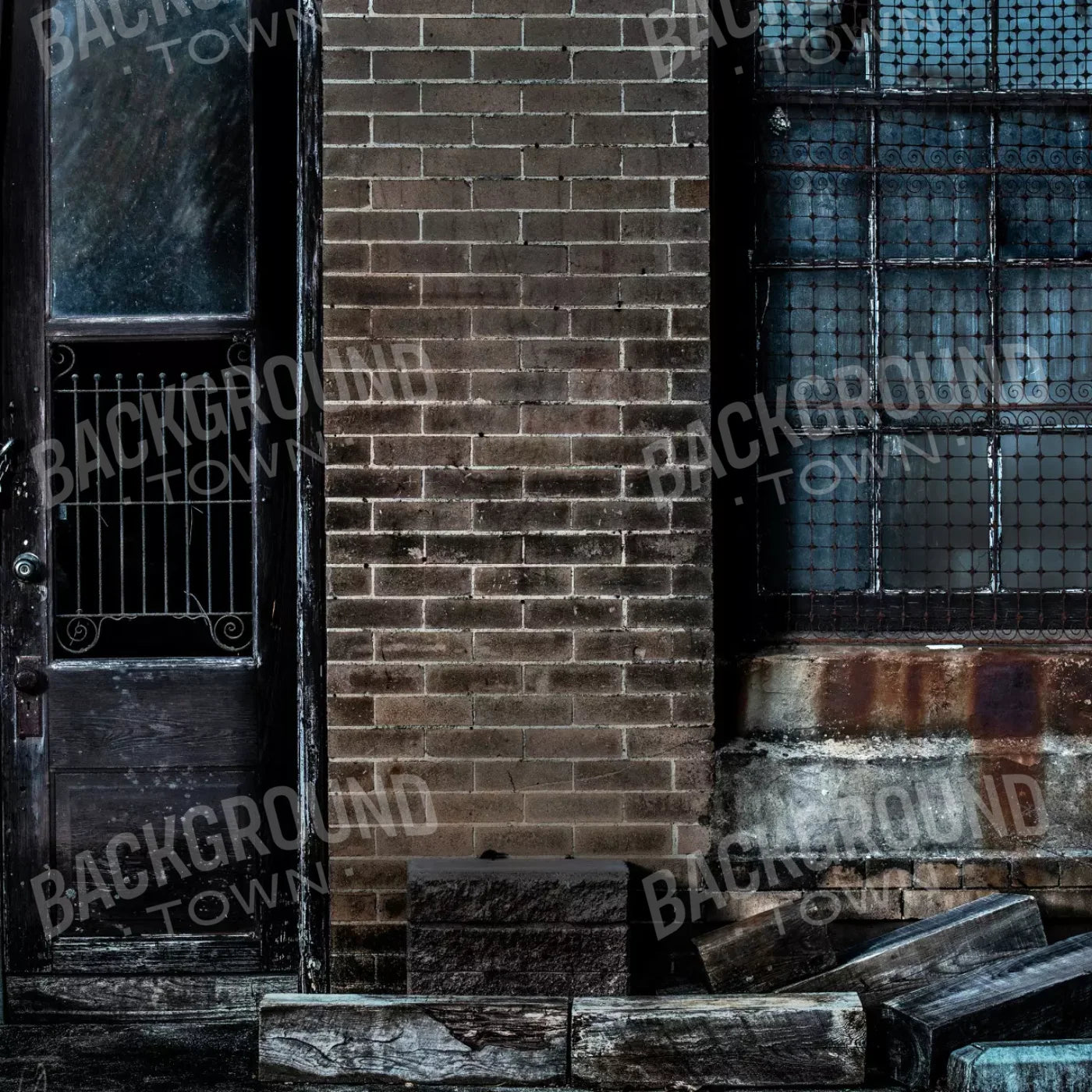 Dark Back Alley 8’X8’ Fleece (96 X Inch) Backdrop