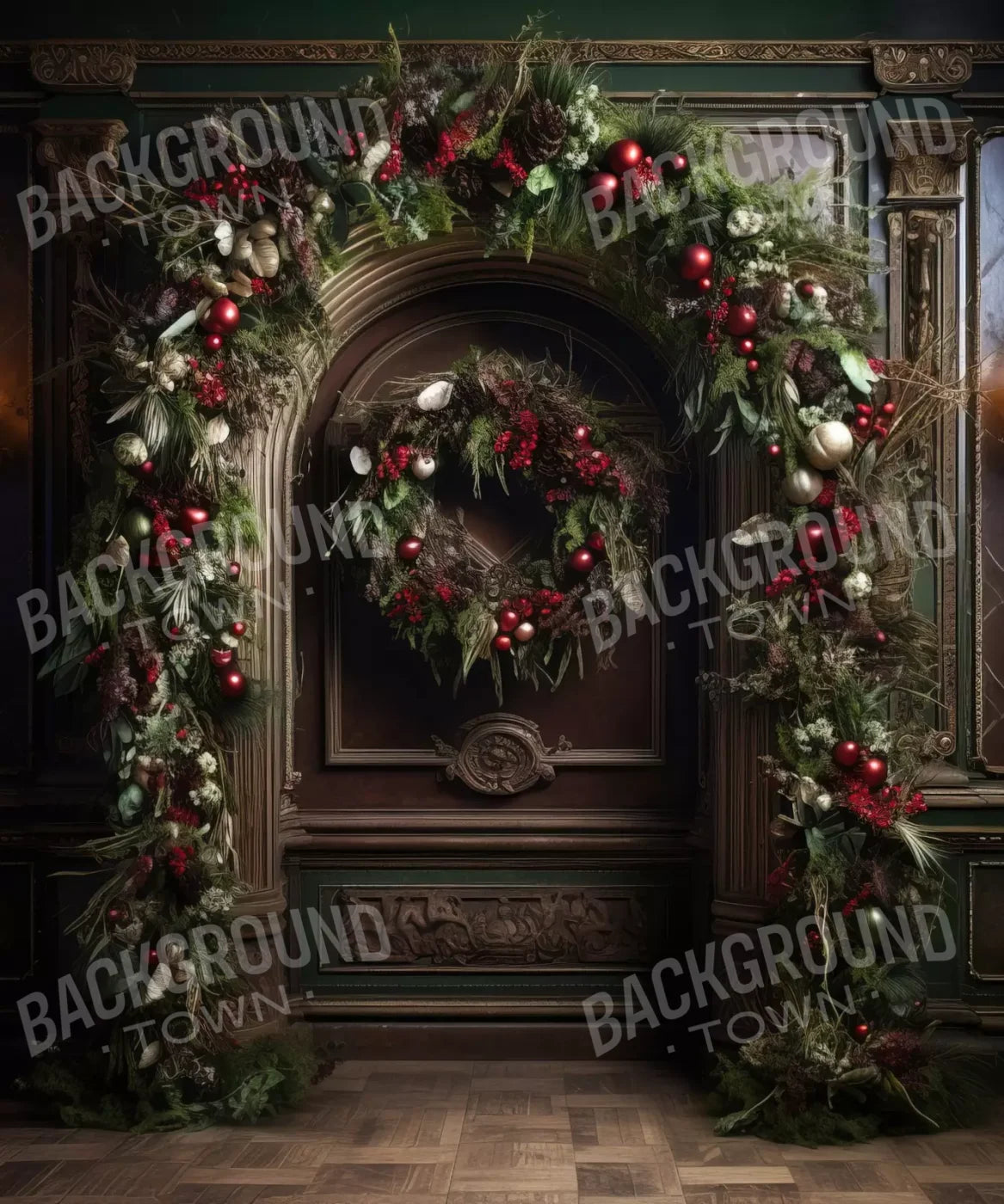 Dark Christmas Arch 10’X12’ Ultracloth (120 X 144 Inch) Backdrop