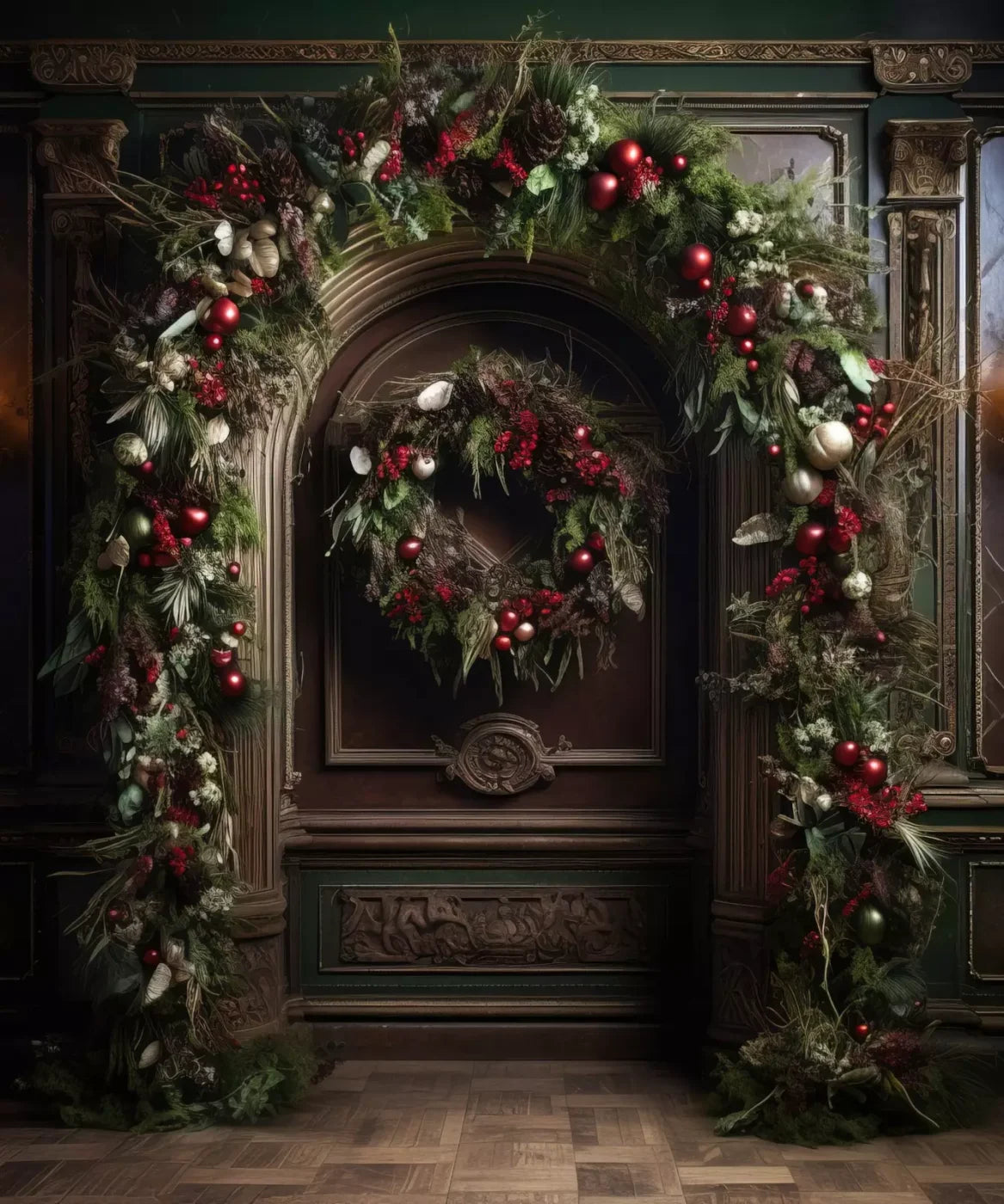 Dark Christmas Arch 10’X12’ Ultracloth (120 X 144 Inch) Backdrop