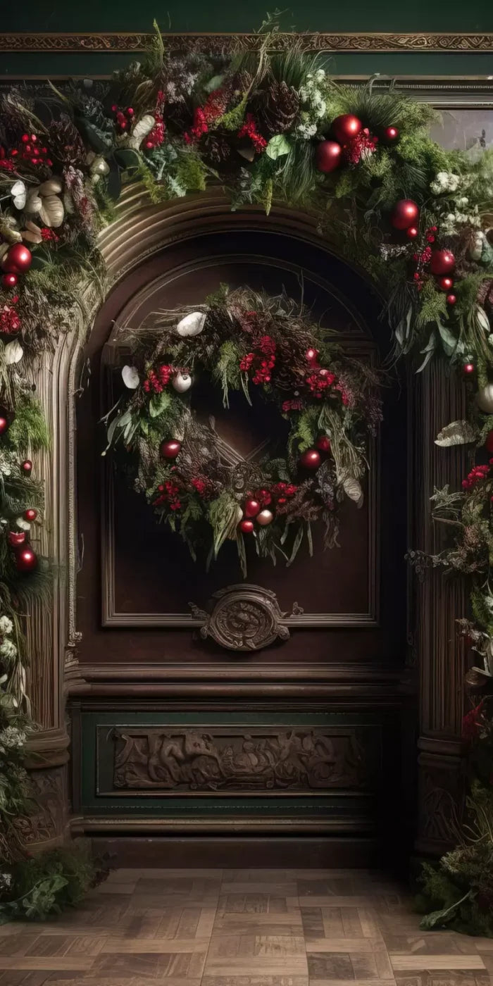 Dark Christmas Arch 10’X20’ Ultracloth (120 X 240 Inch) Backdrop