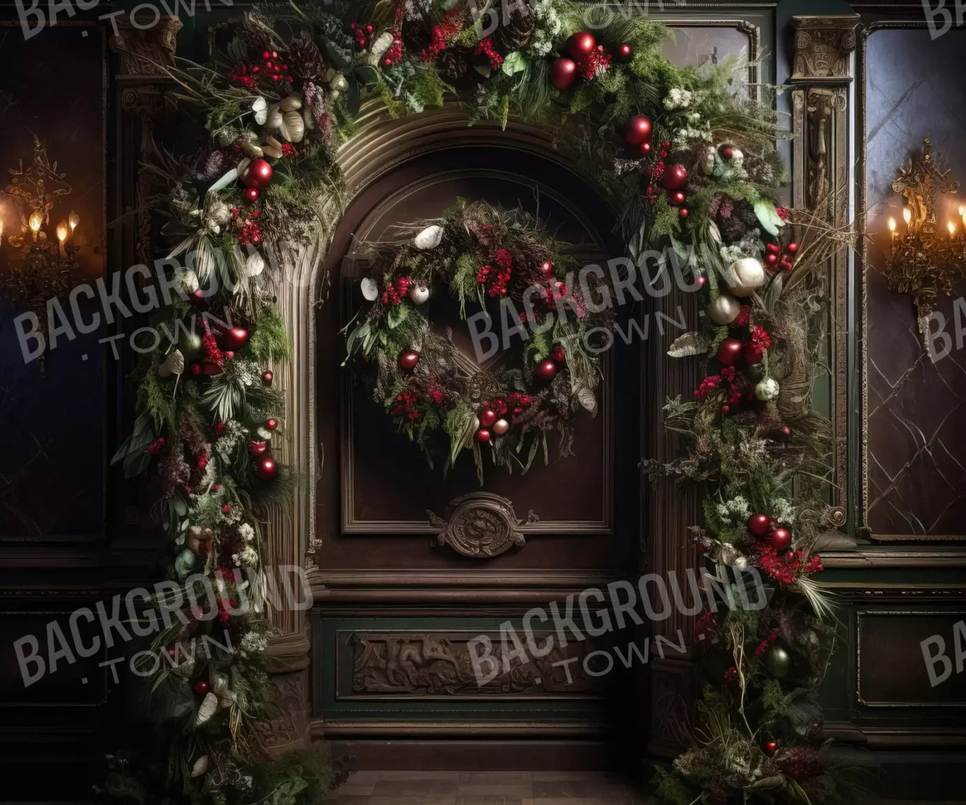 Dark Christmas Arch 12’X10’ Ultracloth (144 X 120 Inch) Backdrop