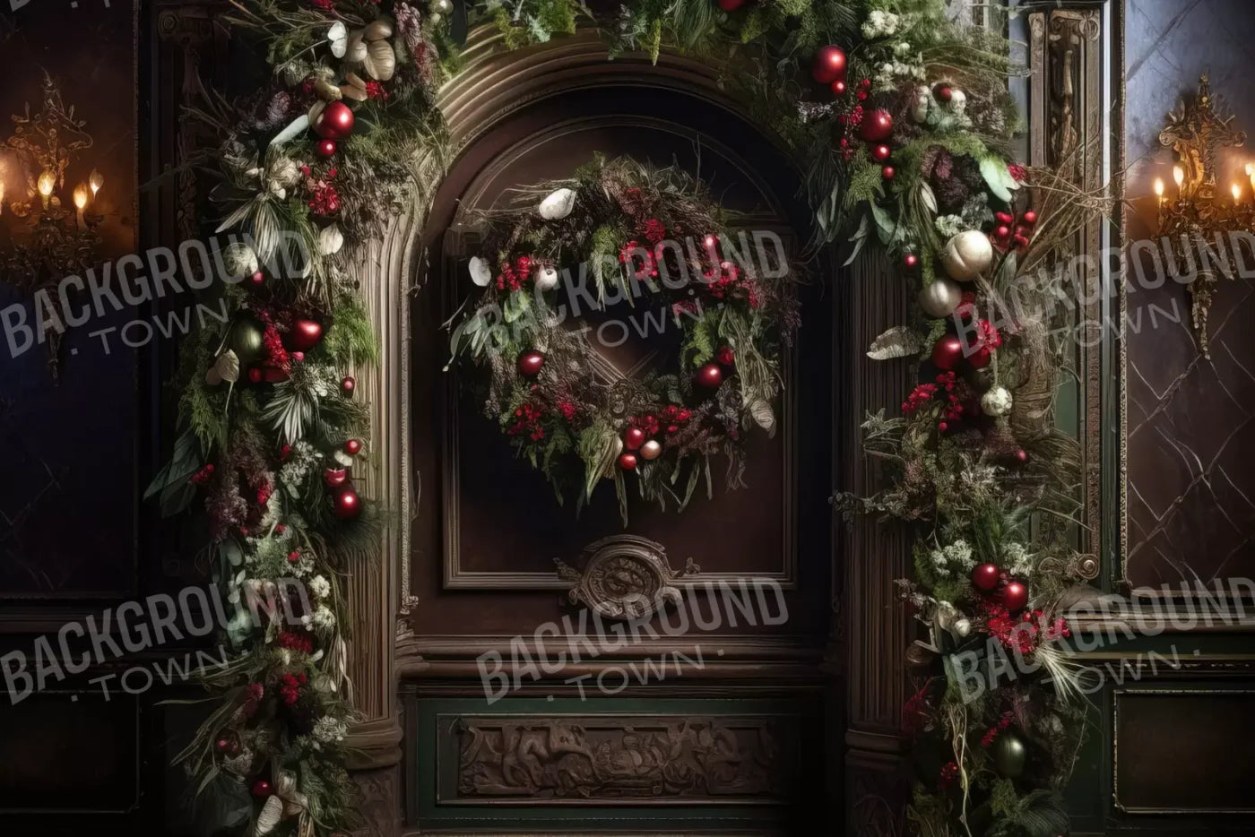 Dark Christmas Arch 12’X8’ Ultracloth (144 X 96 Inch) Backdrop