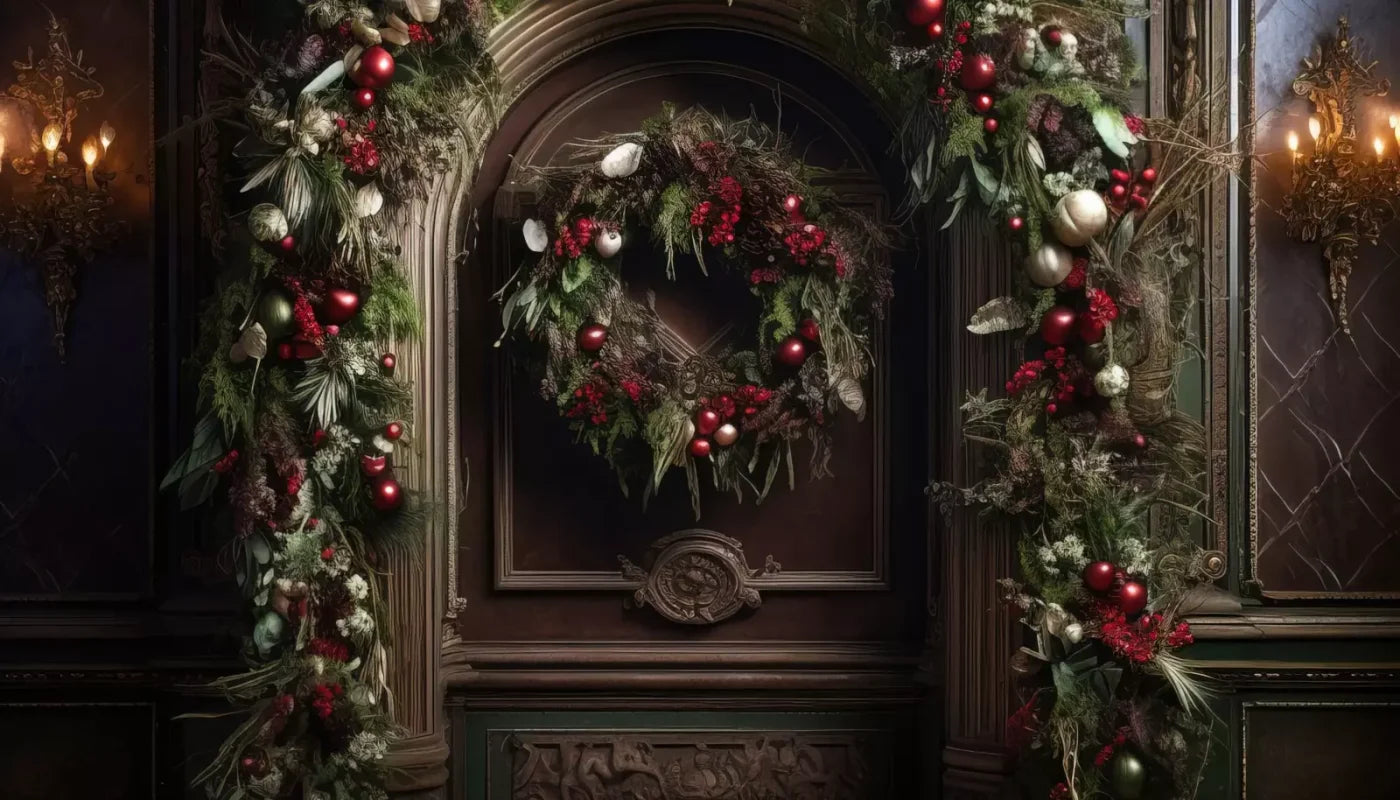 Dark Christmas Arch 14’X8’ Ultracloth (168 X 96 Inch) Backdrop