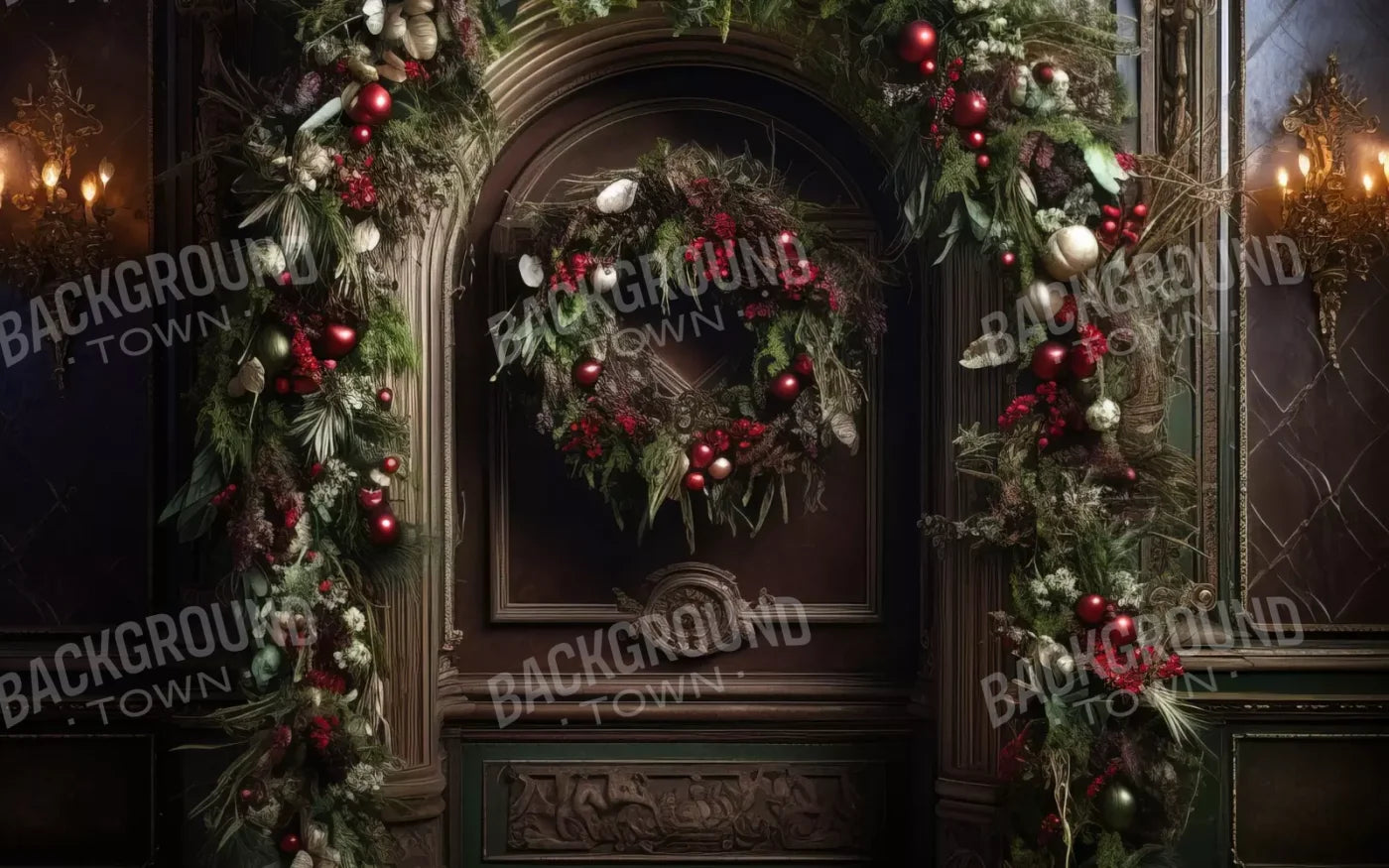 Dark Christmas Arch 16’X10’ Ultracloth (192 X 120 Inch) Backdrop