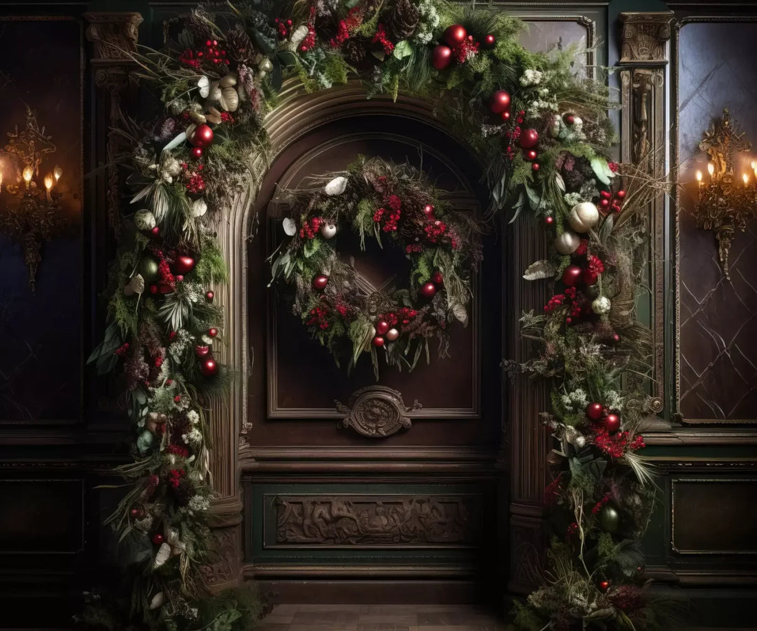 Dark Christmas Arch 5’X4’2 Fleece (60 X 50 Inch) Backdrop