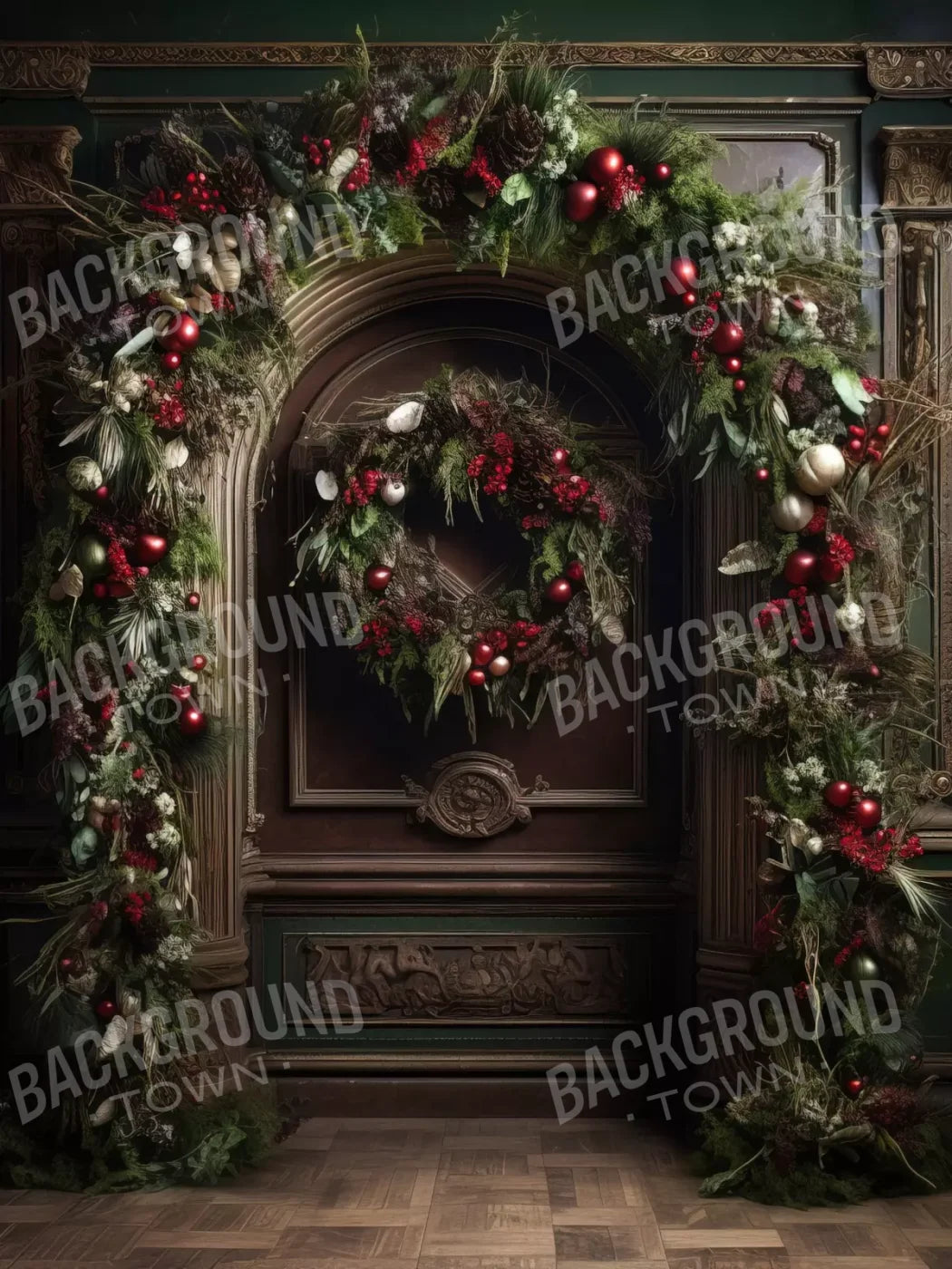 Dark Christmas Arch 5’X6’8 Fleece (60 X 80 Inch) Backdrop