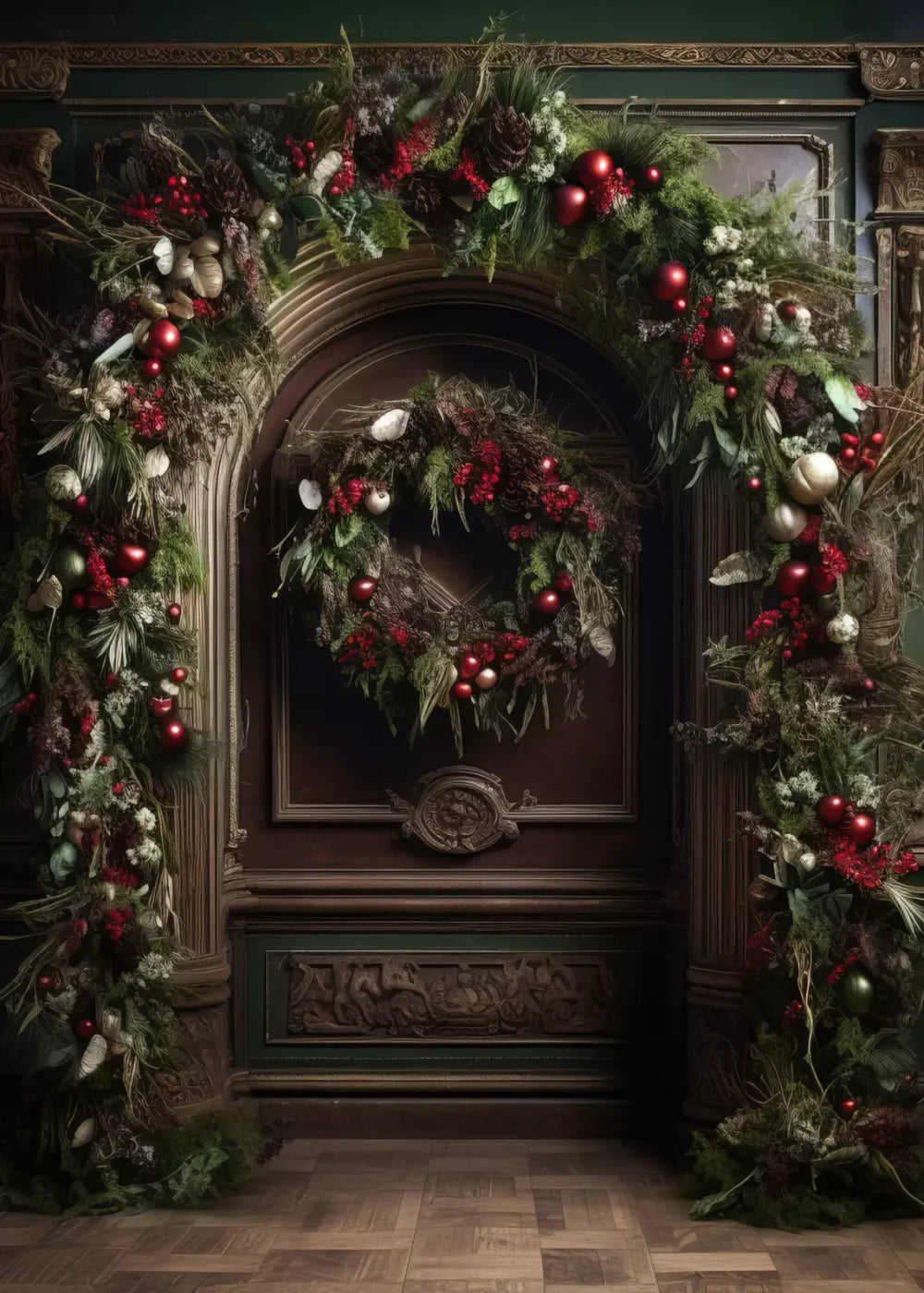 Dark Christmas Arch 5’X7’ Ultracloth (60 X 84 Inch) Backdrop