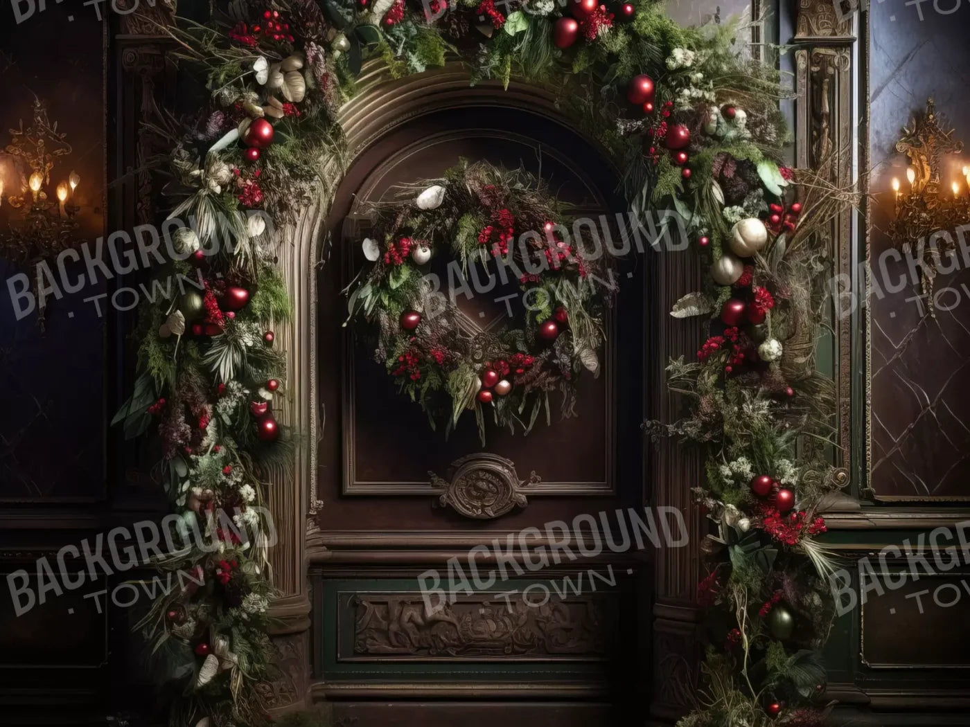 Dark Christmas Arch 6’8X5’ Fleece (80 X 60 Inch) Backdrop