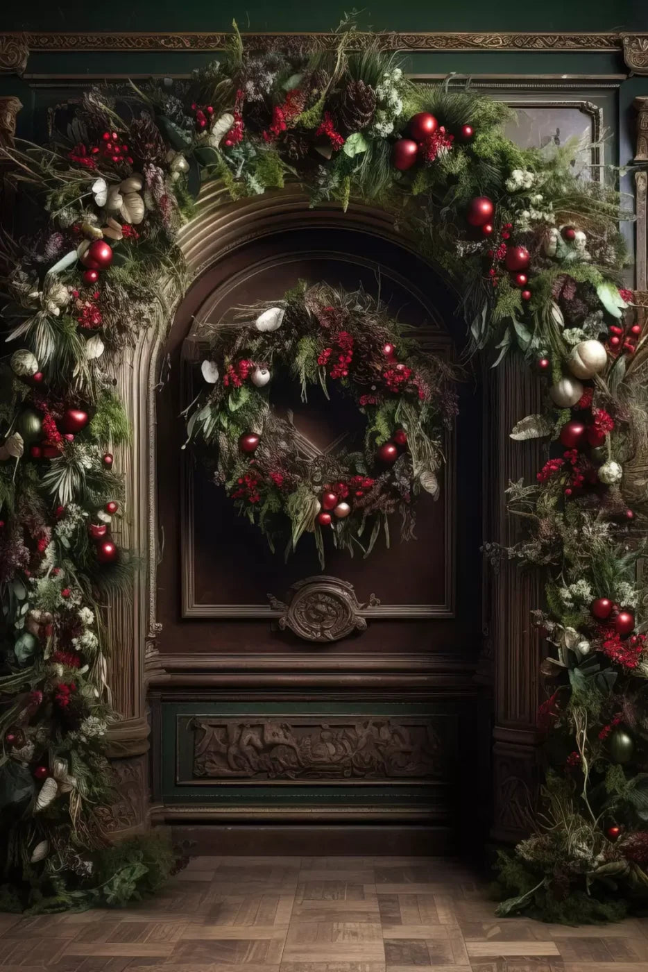 Dark Christmas Arch 8’X12’ Ultracloth (96 X 144 Inch) Backdrop