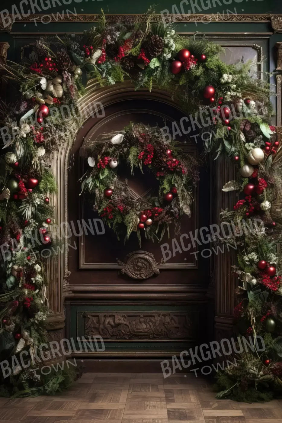 Dark Christmas Arch 8’X12’ Ultracloth (96 X 144 Inch) Backdrop