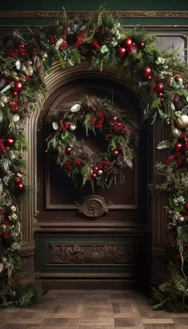 Dark Christmas Arch 8’X14’ Ultracloth (96 X 168 Inch) Backdrop