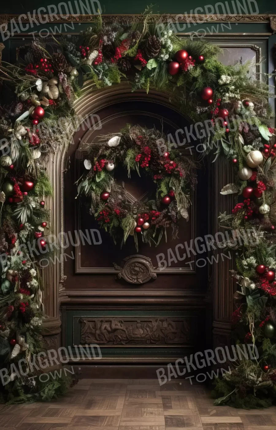 Dark Christmas Arch 9’X14’ Ultracloth (108 X 168 Inch) Backdrop