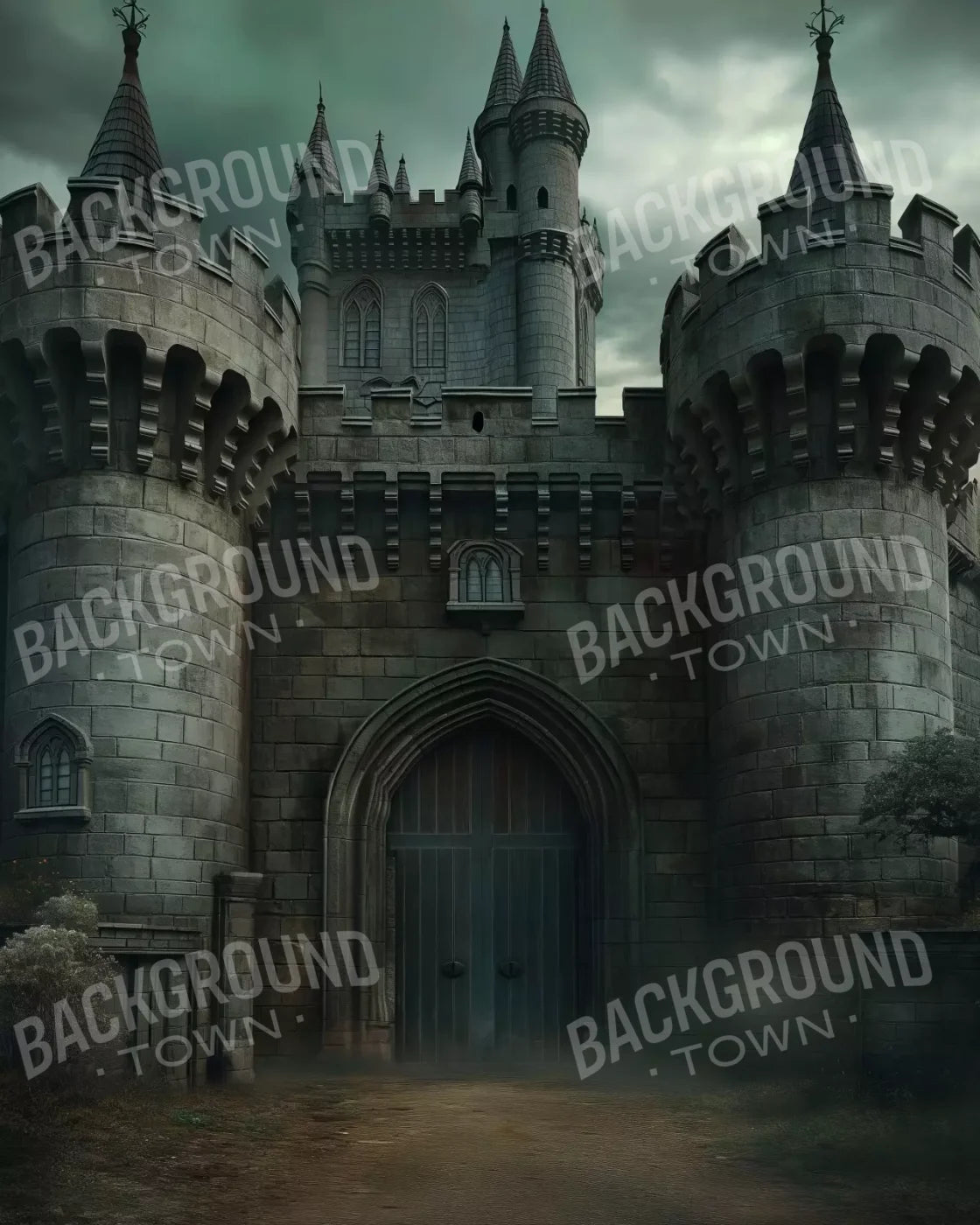 Dark Fairytale Castle 8’X10’ Fleece (96 X 120 Inch) Backdrop