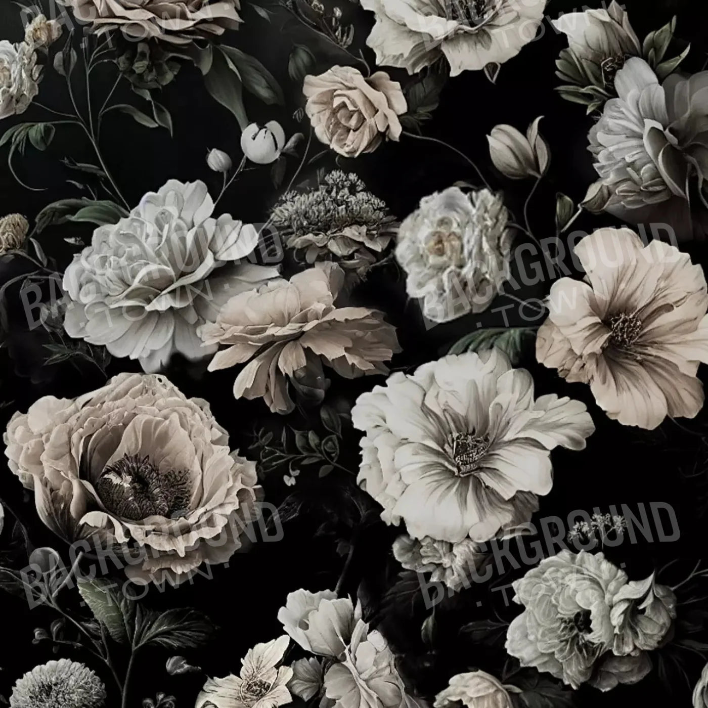 Dark Floral Black Blush 10X10 Ultracloth ( 120 X Inch ) Backdrop