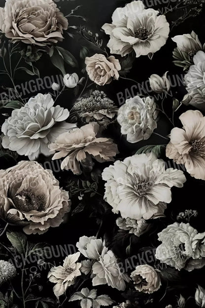 Dark Floral Black Blush 5X8 Ultracloth ( 60 X 96 Inch ) Backdrop