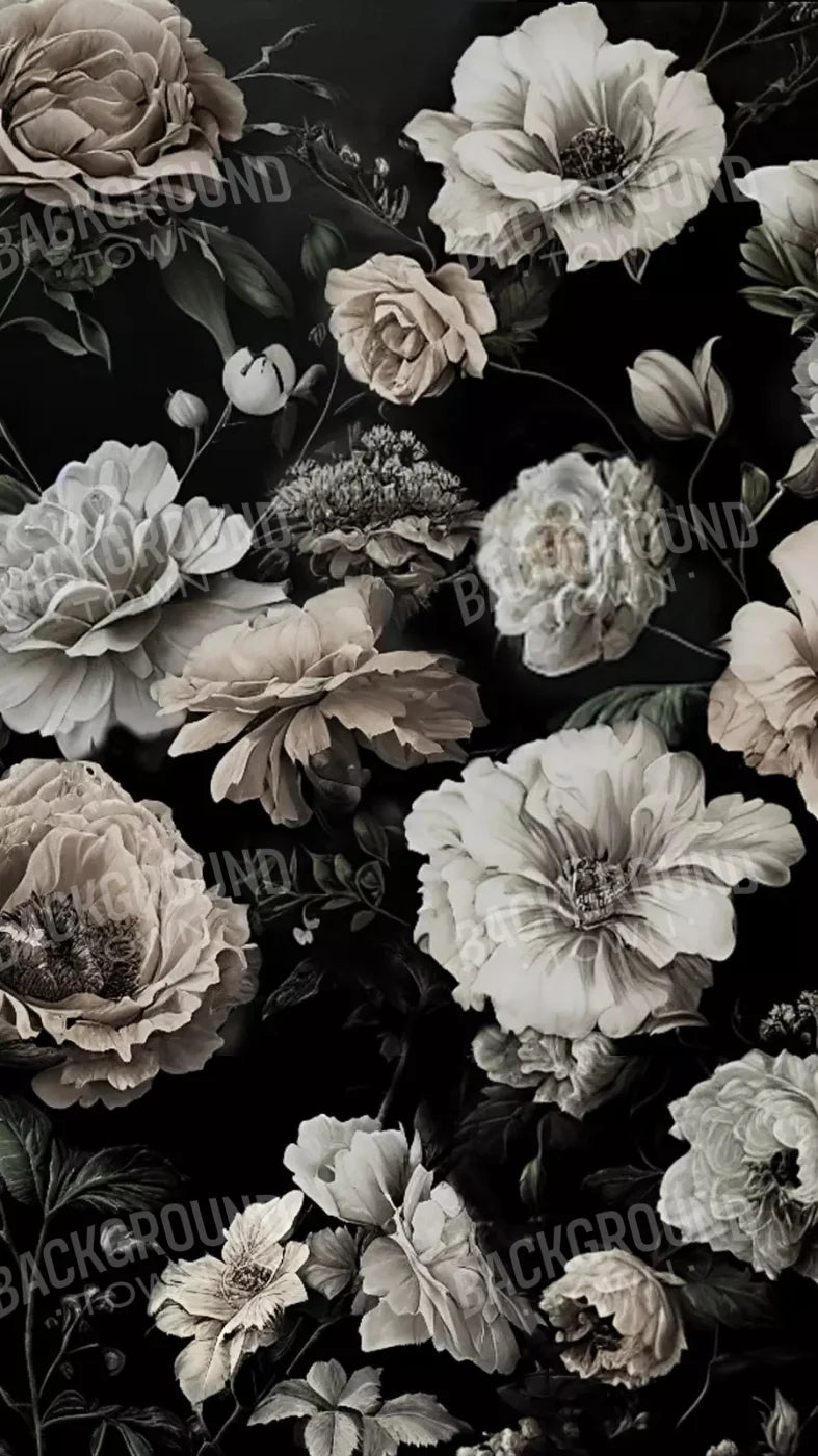 Dark Floral Black Blush 8X14 Ultracloth ( 96 X 168 Inch ) Backdrop