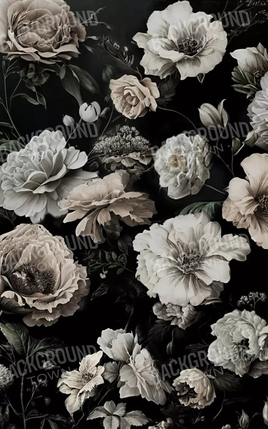 Dark Floral Black Blush 9X14 Ultracloth ( 108 X 168 Inch ) Backdrop