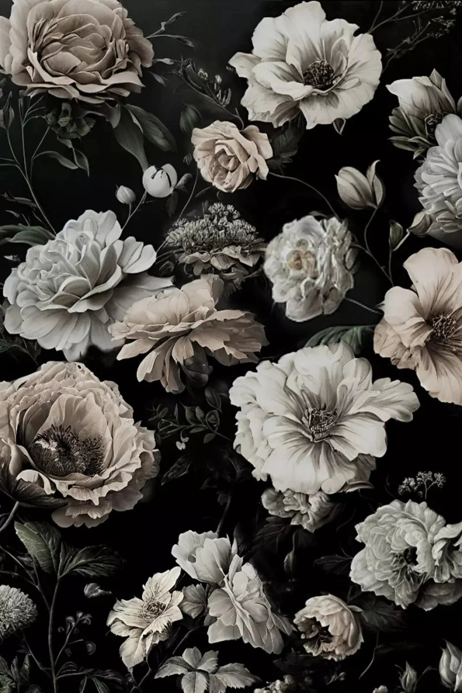 Dark Floral Black Blush Backdrop