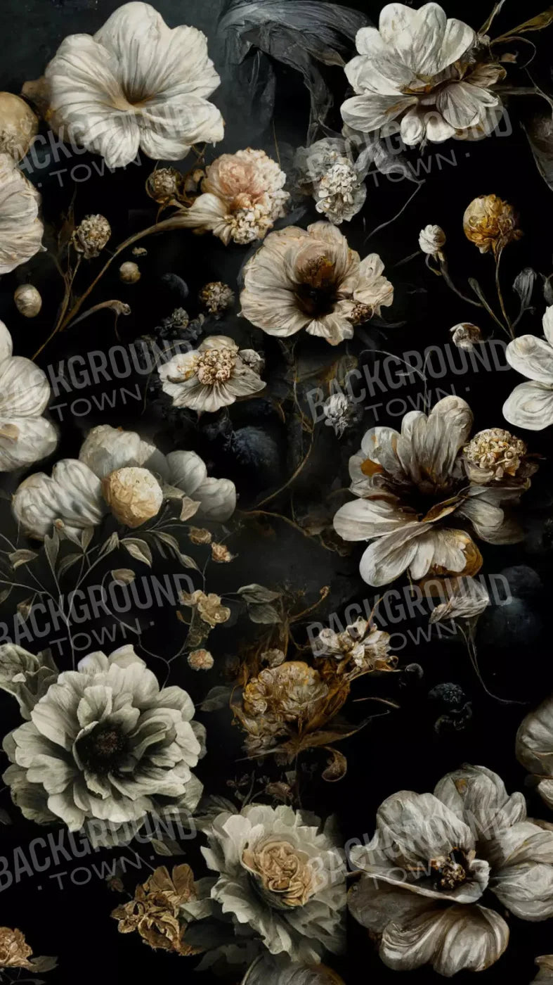Dark Floral Black Bronze 8X14 Ultracloth ( 96 X 168 Inch ) Backdrop