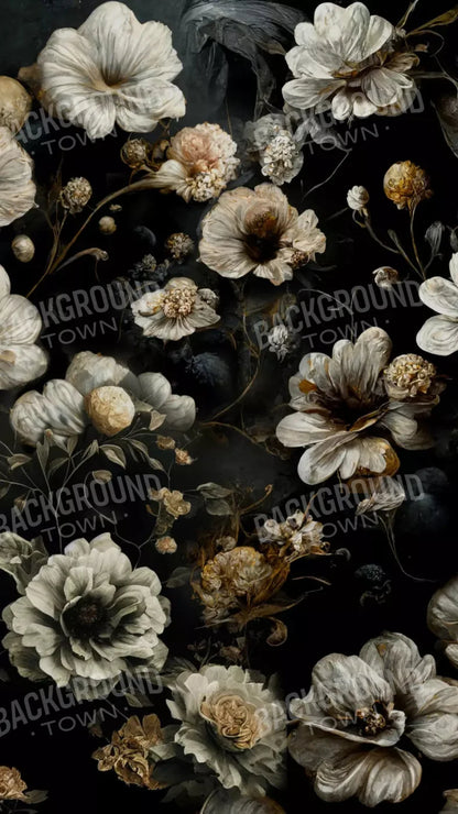 Dark Floral Black Bronze 8X14 Ultracloth ( 96 X 168 Inch ) Backdrop