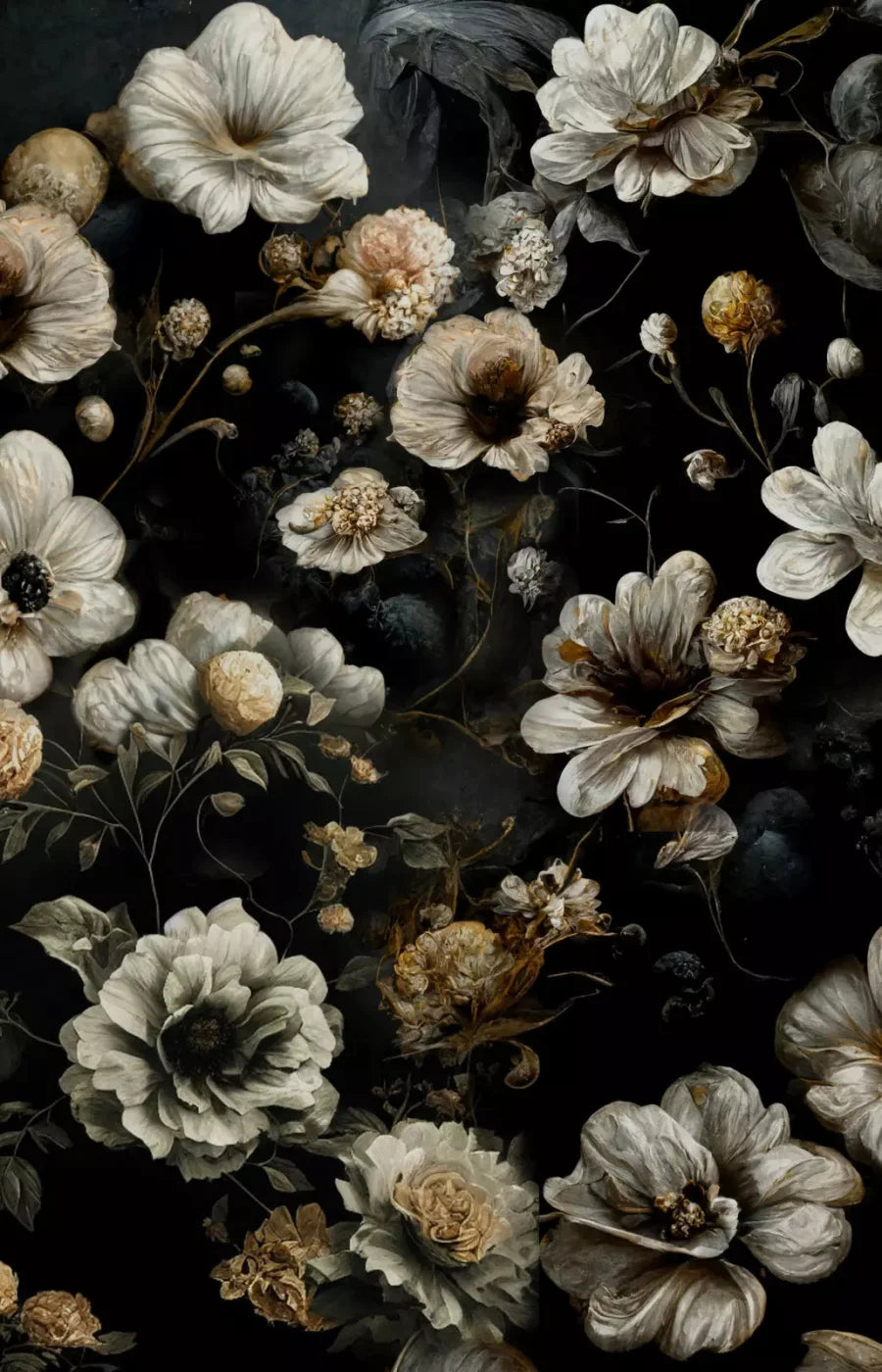 Dark Floral Black Bronze 8X12 Ultracloth ( 96 X 144 Inch ) Backdrop