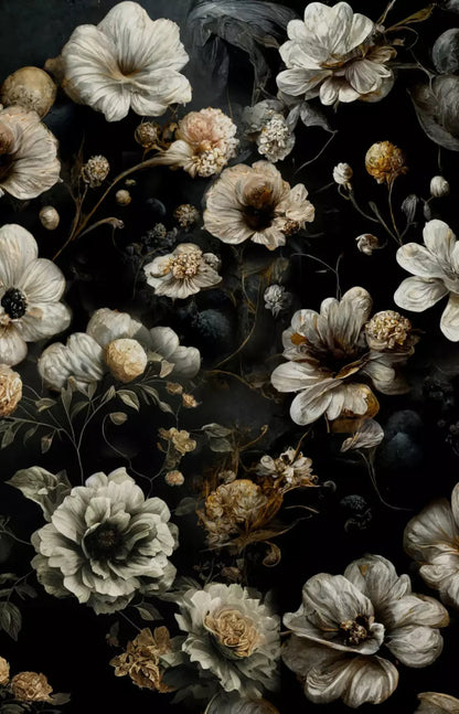 Dark Floral Black Bronze 8X12 Ultracloth ( 96 X 144 Inch ) Backdrop