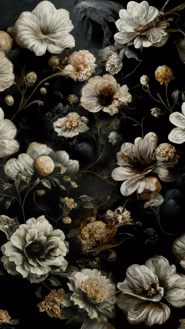 Dark Floral Black Bronze 8X14 Ultracloth ( 96 X 168 Inch ) Backdrop