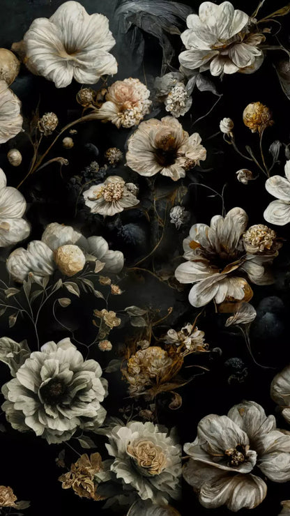 Dark Floral Black Bronze 8X14 Ultracloth ( 96 X 168 Inch ) Backdrop