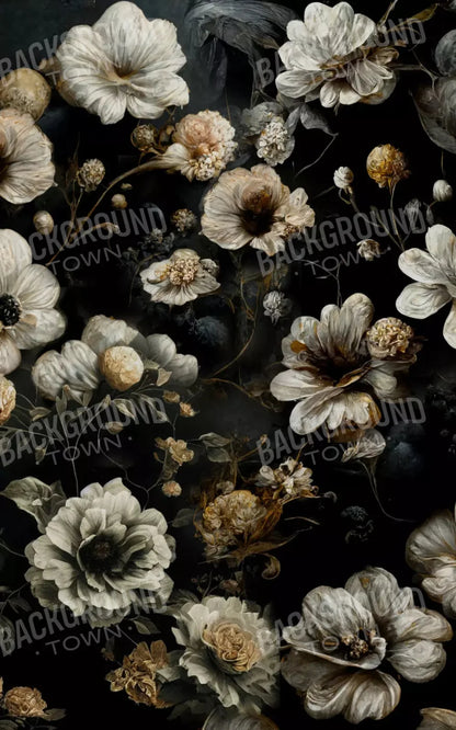 Dark Floral Black Bronze 9X14 Ultracloth ( 108 X 168 Inch ) Backdrop