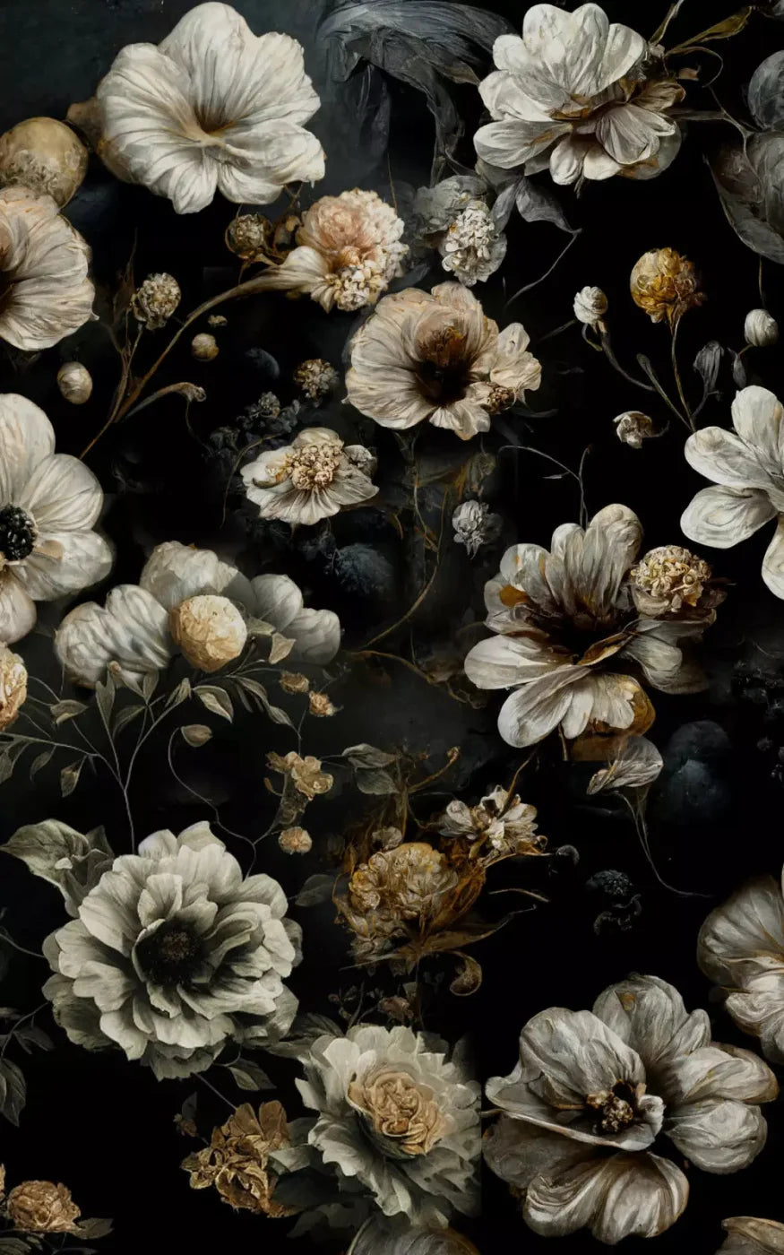 Dark Floral Black Bronze 9X14 Ultracloth ( 108 X 168 Inch ) Backdrop