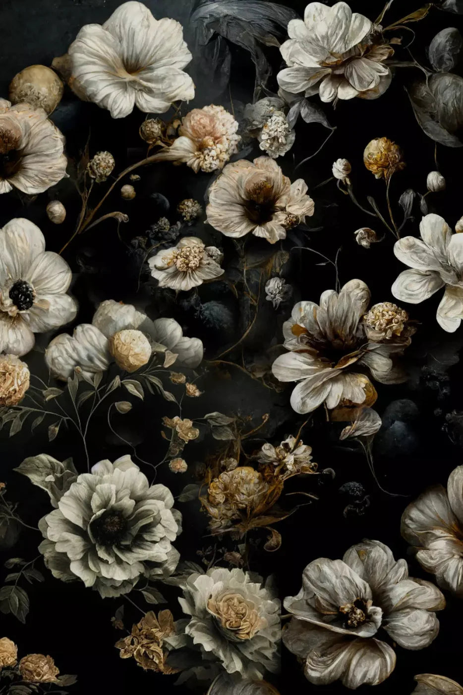 Dark Floral Black Bronze Backdrop