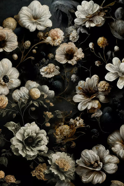 Dark Floral Black Bronze Backdrop