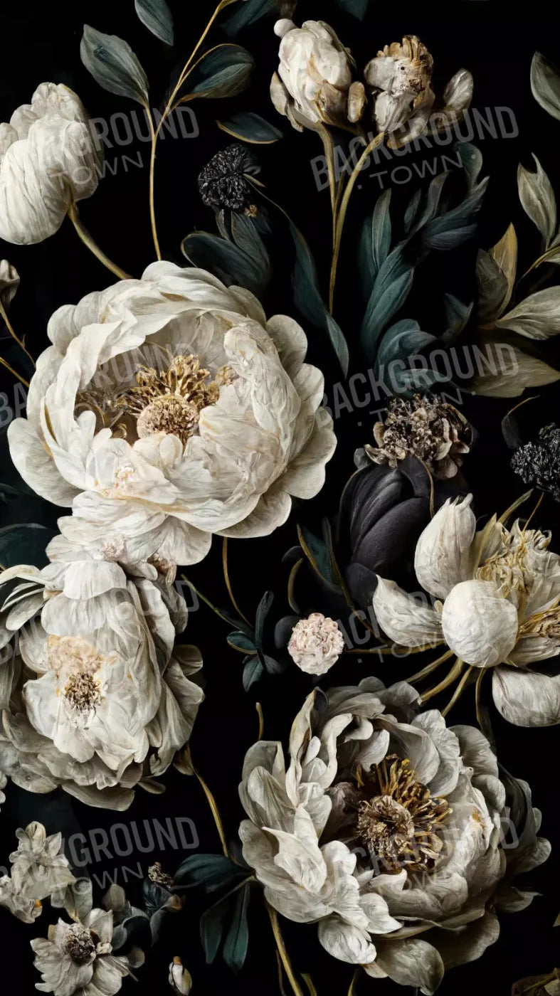 Dark Floral Blush Peonies 8X14 Ultracloth ( 96 X 168 Inch ) Backdrop