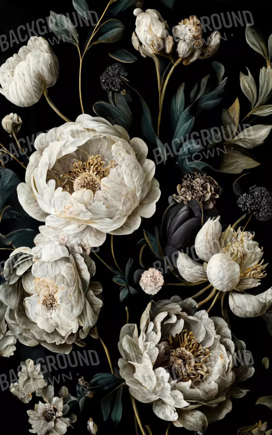 Dark Floral Blush Peonies 9X14 Ultracloth ( 108 X 168 Inch ) Backdrop