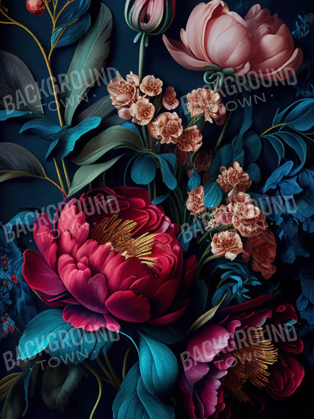 Dark Floral Neon 5X7 Ultracloth ( 60 X 84 Inch ) Backdrop