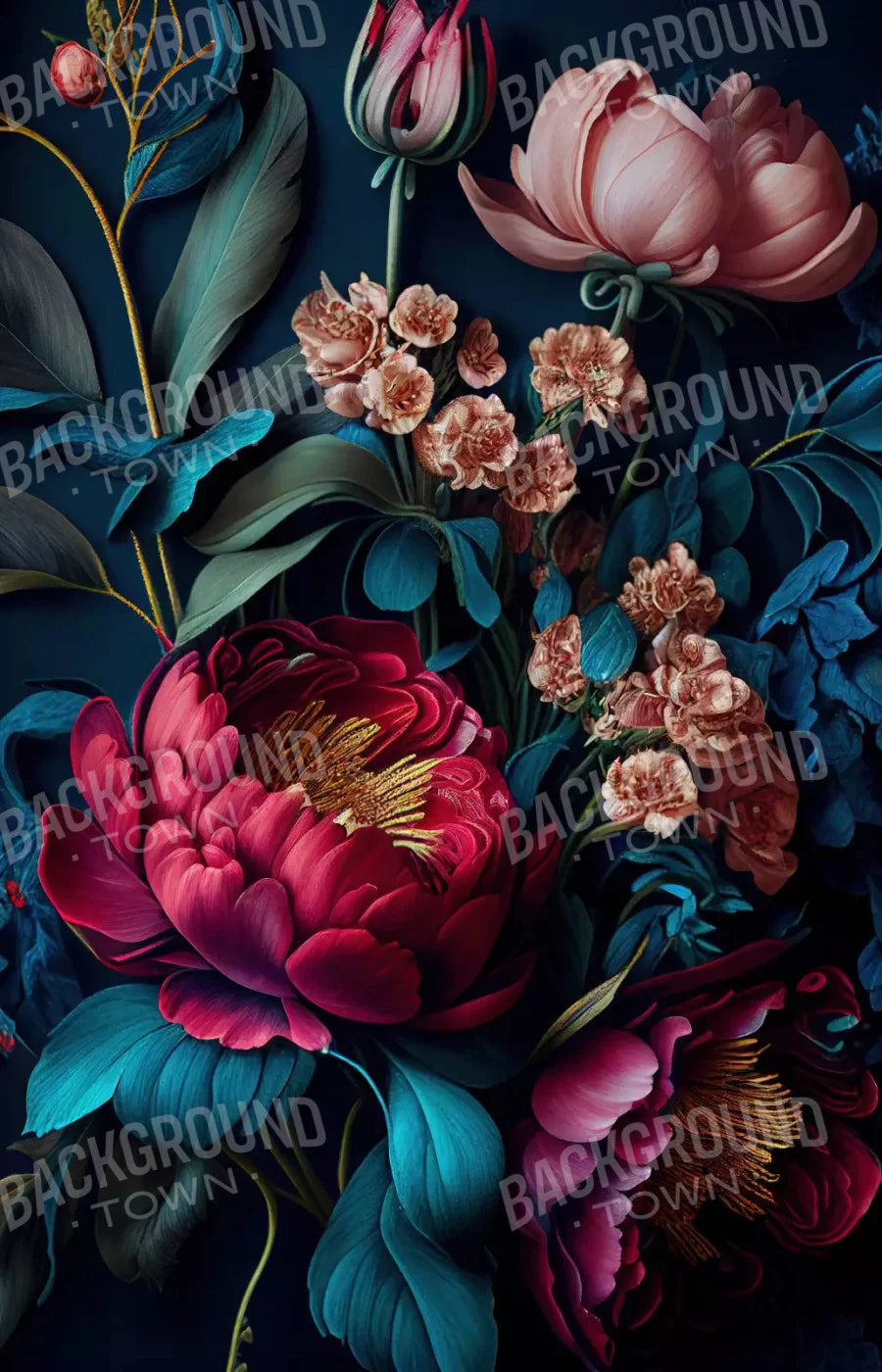 Dark Floral Neon 8X12 Ultracloth ( 96 X 144 Inch ) Backdrop