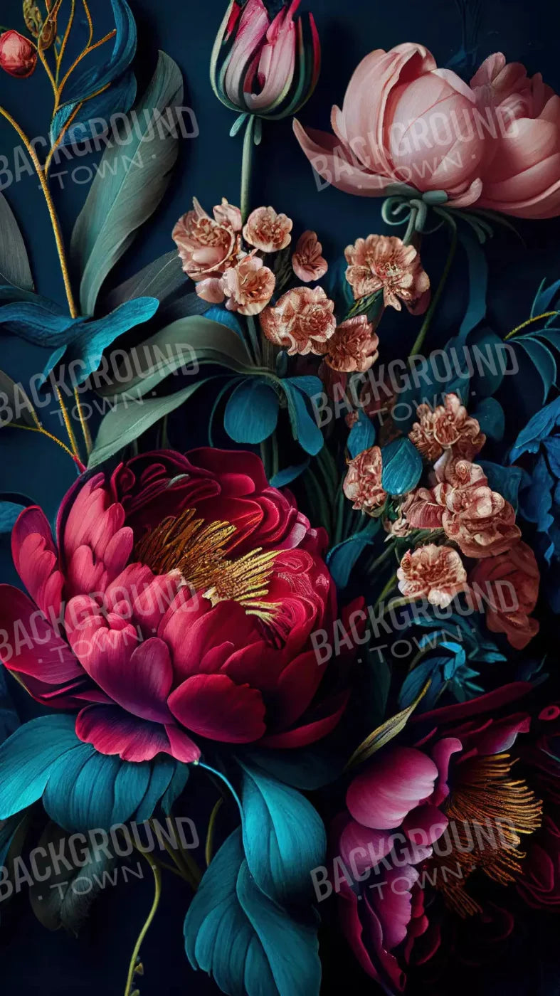 Dark Floral Neon 8X14 Ultracloth ( 96 X 168 Inch ) Backdrop
