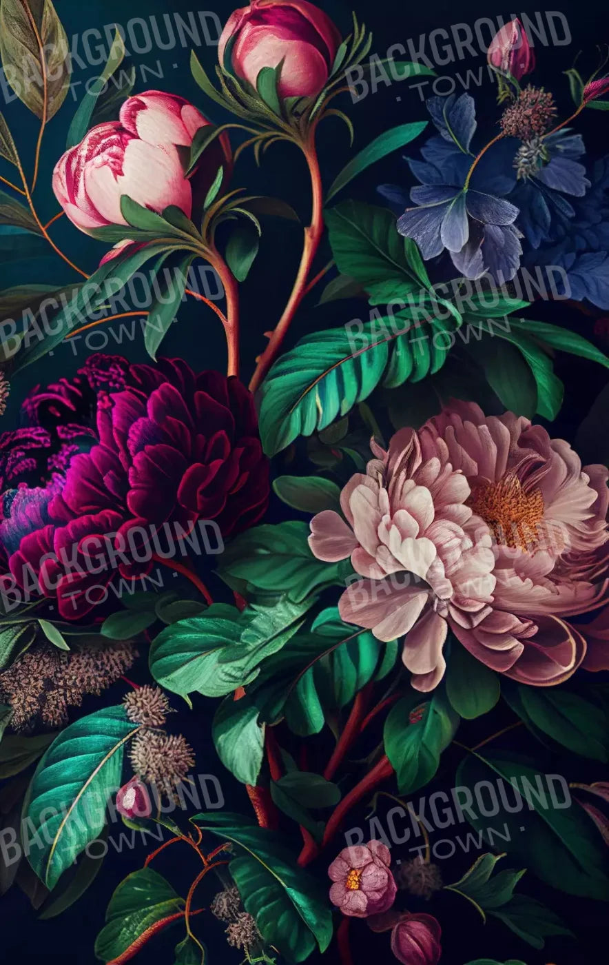 Dark Floral Pastel 10X16 Ultracloth ( 120 X 192 Inch ) Backdrop
