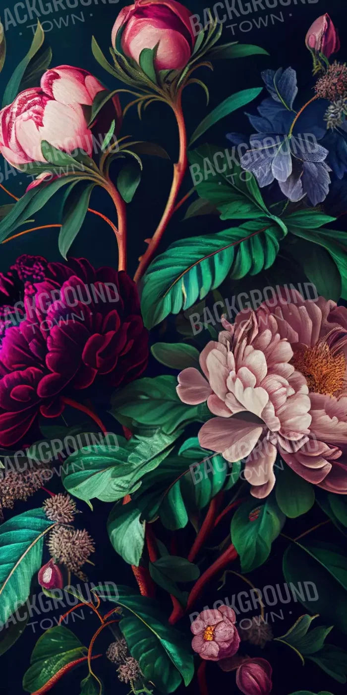 Dark Floral Pastel 10X20 Ultracloth ( 120 X 240 Inch ) Backdrop