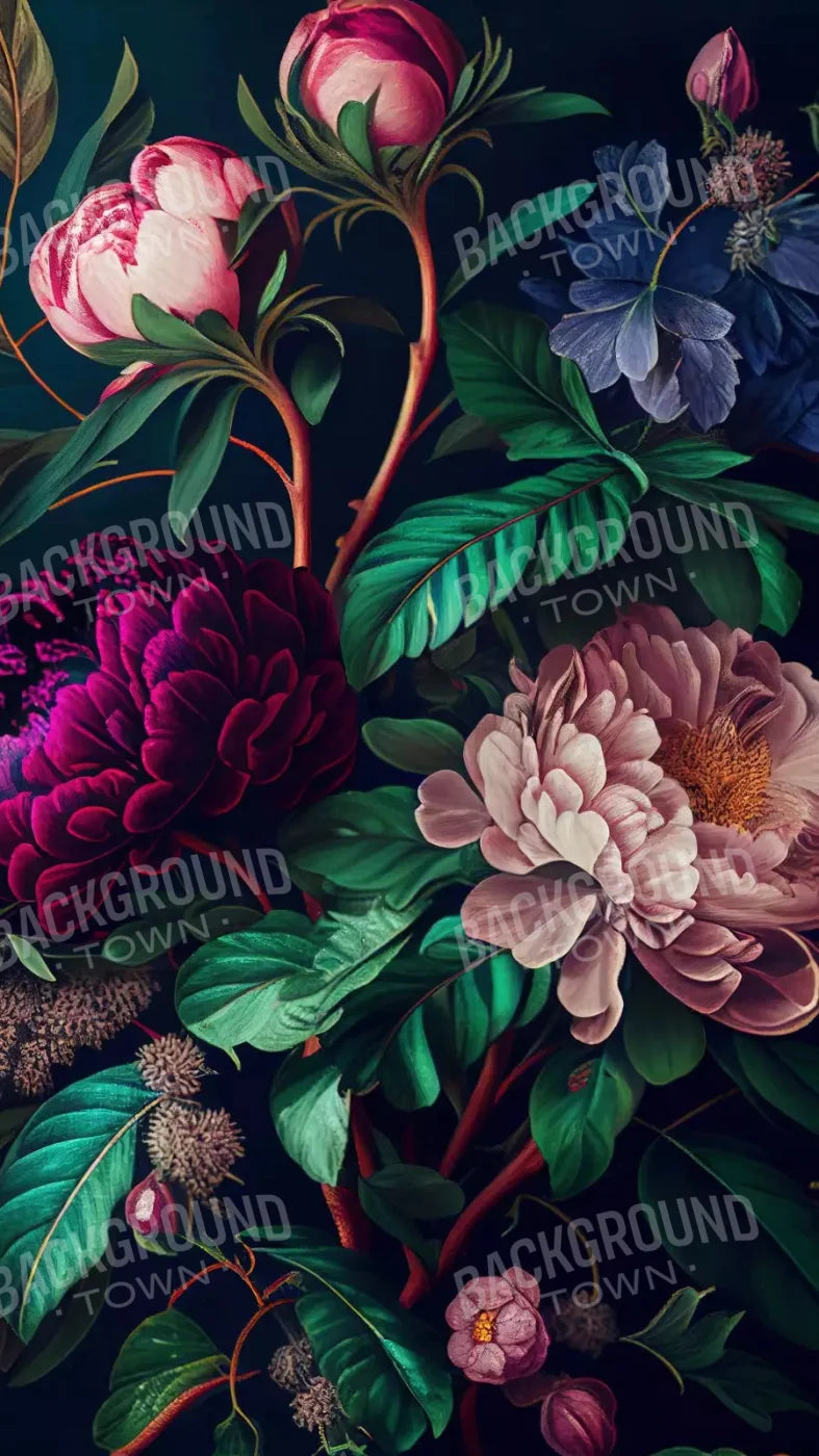 Dark Floral Pastel 8X14 Ultracloth ( 96 X 168 Inch ) Backdrop