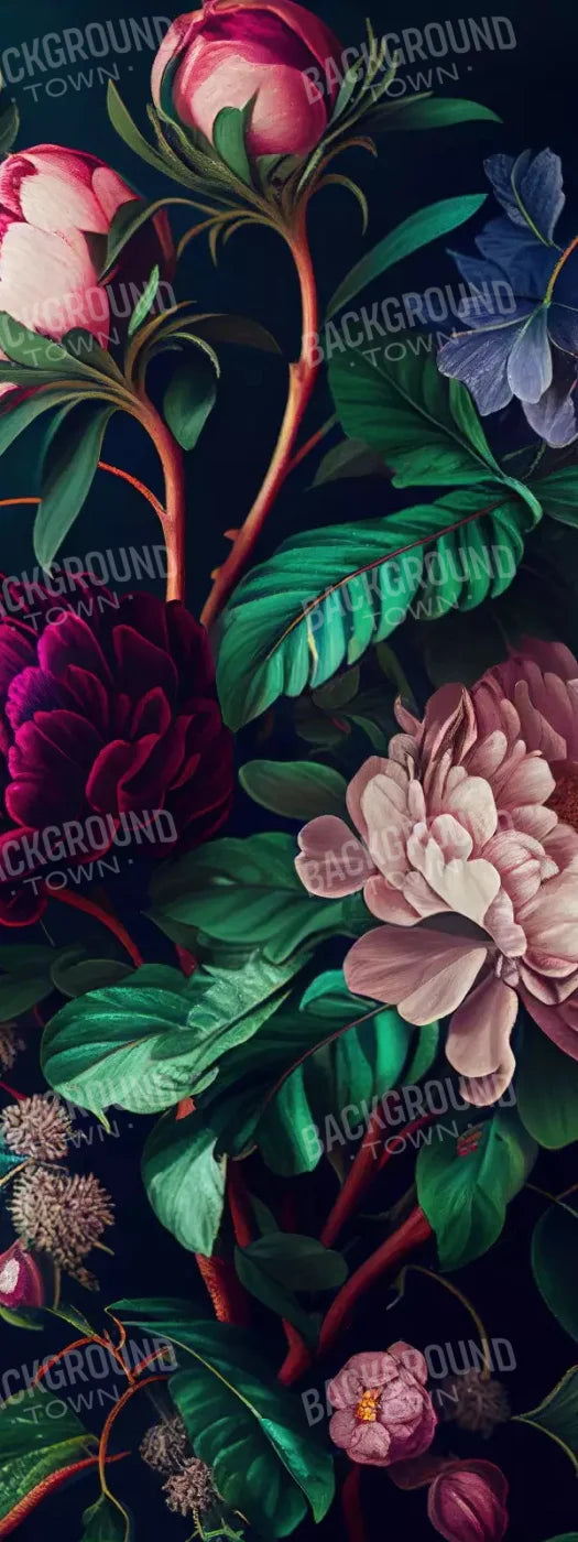 Dark Floral Pastel 8X20 Ultracloth ( 96 X 240 Inch ) Backdrop