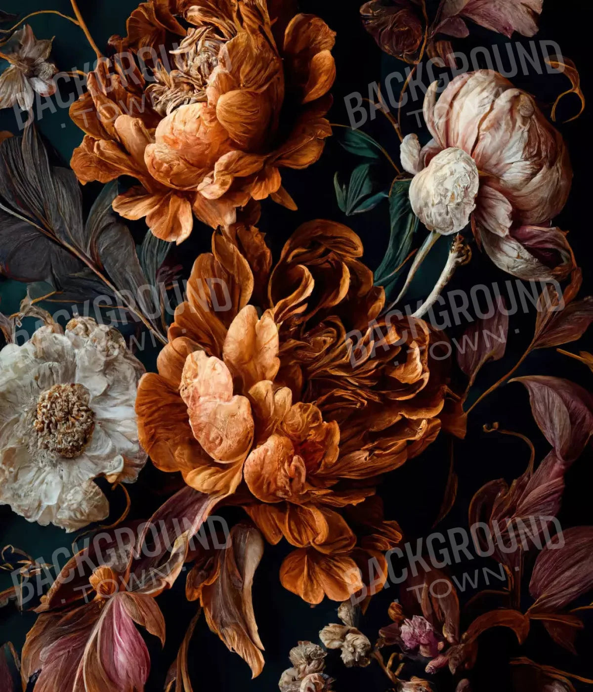 Dark Floral Rust 10X12 Ultracloth ( 120 X 144 Inch ) Backdrop