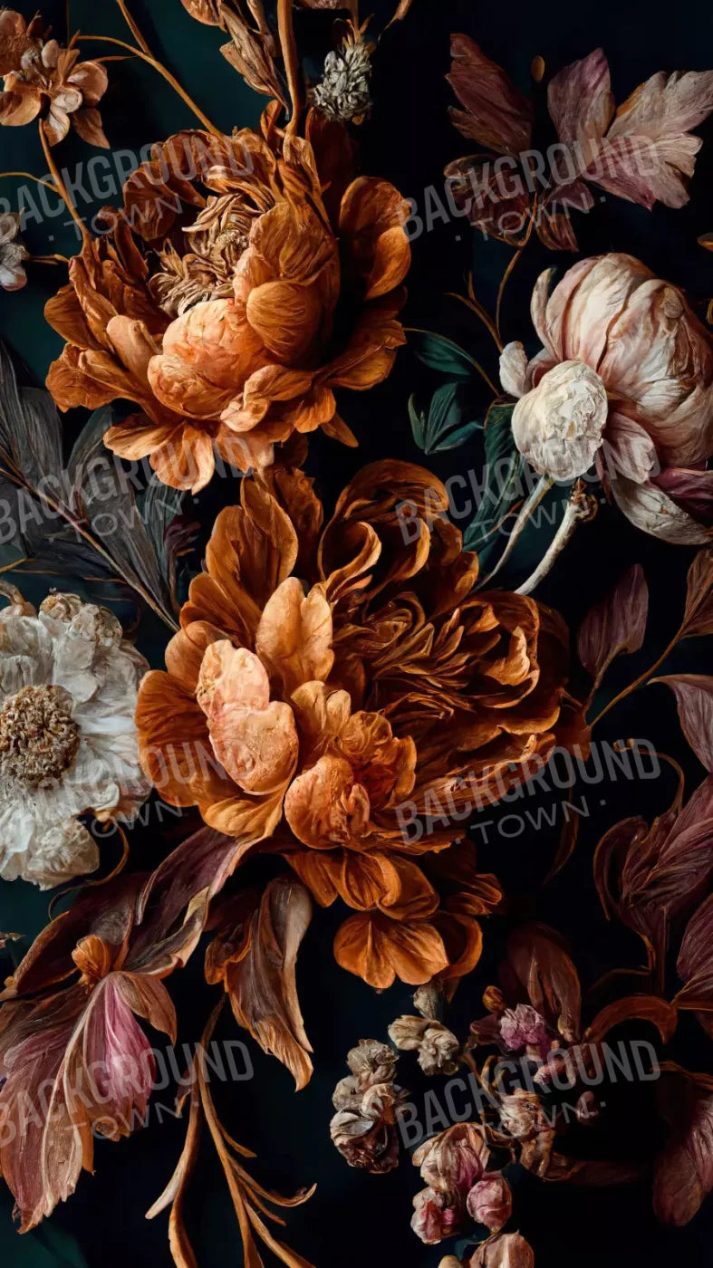 Dark Floral Rust 8X14 Ultracloth ( 96 X 168 Inch ) Backdrop