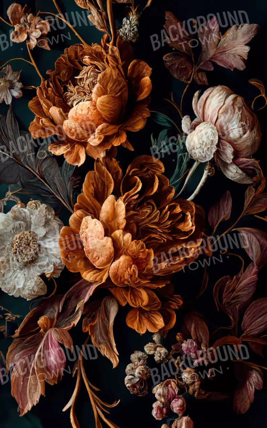 Dark Floral Rust 9X14 Ultracloth ( 108 X 168 Inch ) Backdrop