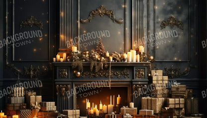 Dark Holiday Fireplace 14’X8’ Ultracloth (168 X 96 Inch) Backdrop