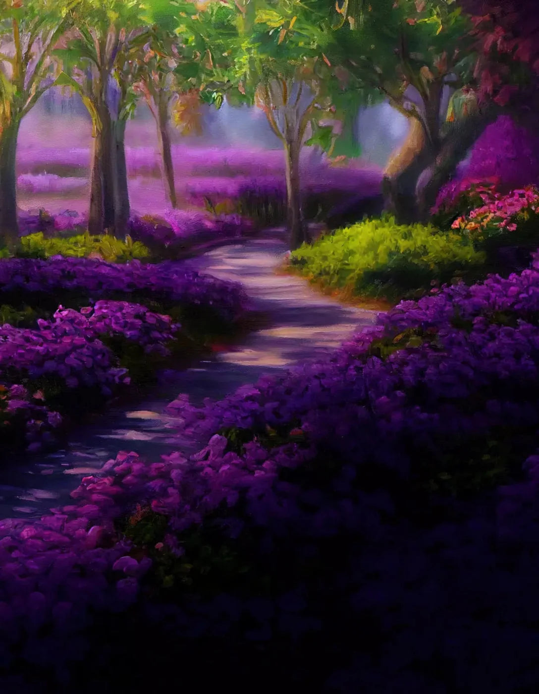 Lavendar Fields 6X8 Fleece ( 72 X 96 Inch ) Backdrop