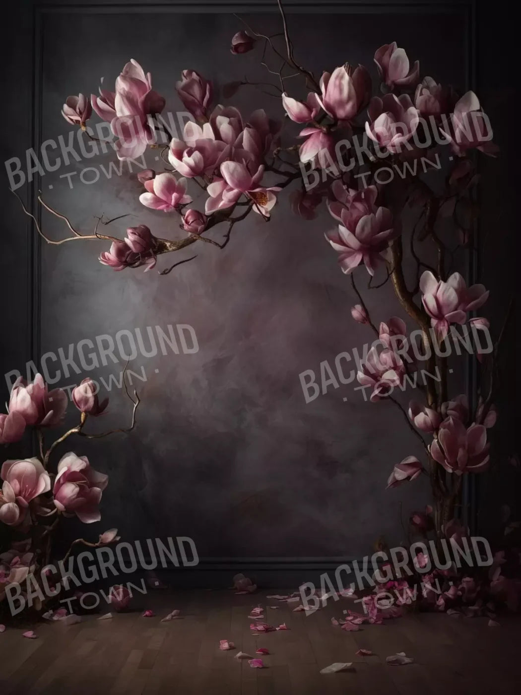 Dark Magnolia Branch 6’X8’ Fleece (72 X 96 Inch) Backdrop